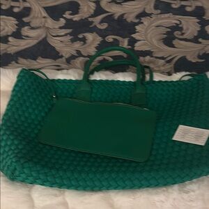 New Green Woven Tote Bag